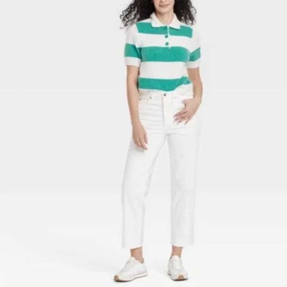 Universal Thread Women's Highest Rise Cuffed Straight Leg Jeans White Size 14L